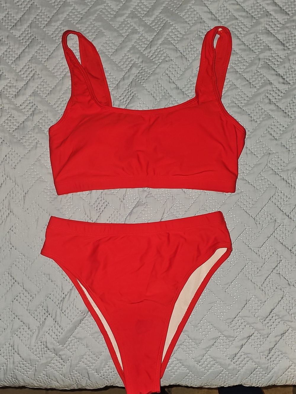 Classic Red Scoop Bikini Set
